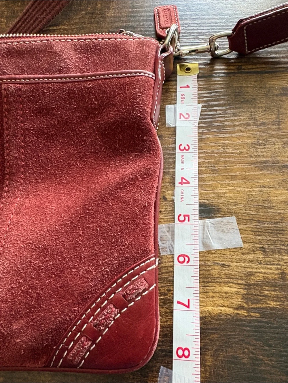 Coach Suede Crossbody Bag - Burgundy